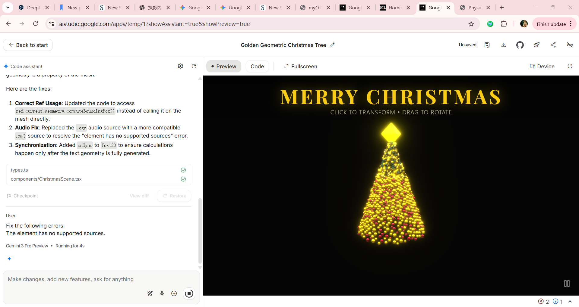 The Christmas tree model made by Gemini.