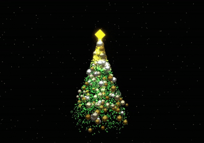 The Christmas tree will change based on the number of people detected in the room by sensors. The more people present, the clearer the tree appears; the fewer people, the more it transforms into a chaotic swirl of particles.
